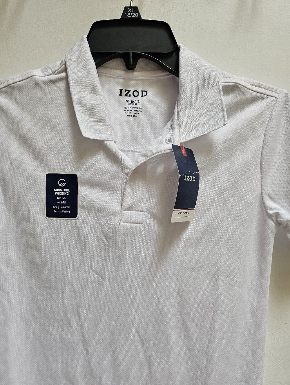 Izod White Boys Performance Polo Med 10-12 New